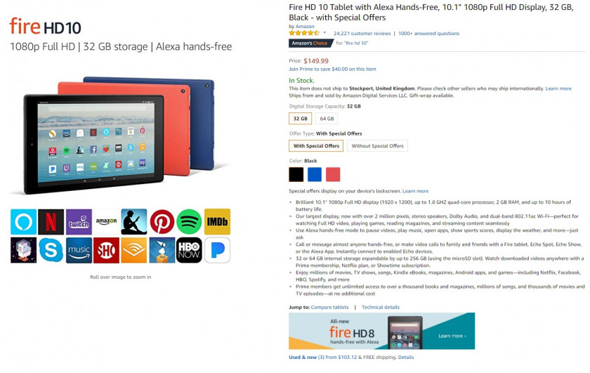 Amazon Fire HD 10 deal