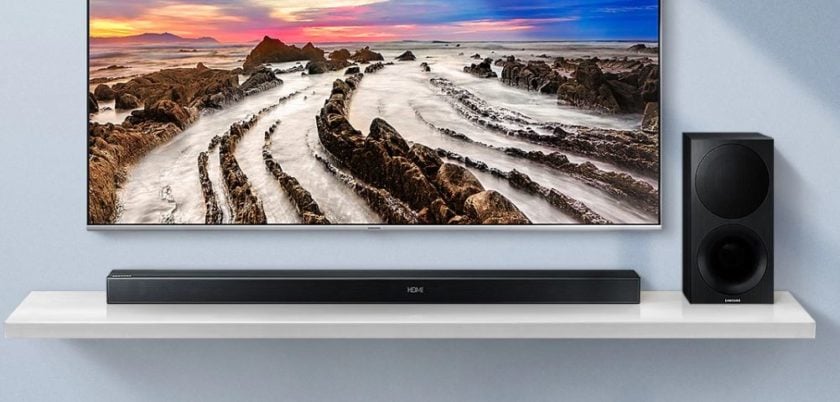 Samsung Soundbar and Subwoofer with TV