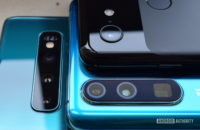 Camera lenses of the Samsung Galaxy S10, Google Pixel 3, and Huawei P30 Pro