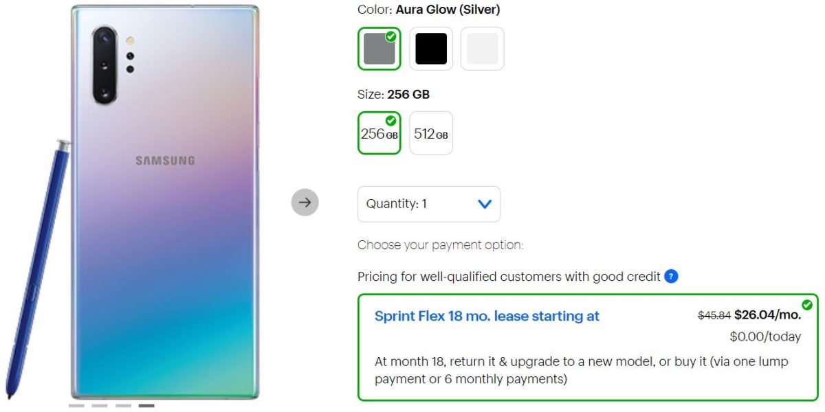 Samsung Galaxy Note 10 Deals on Sprint