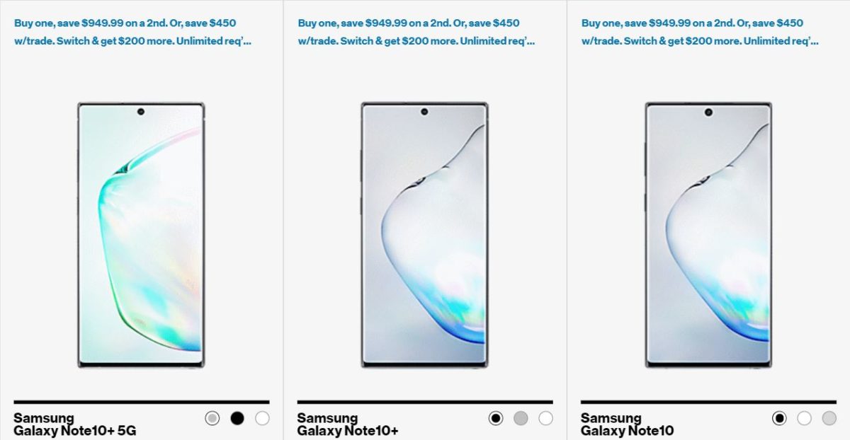 Samsung Galaxy Note 10 Deals on Verizon