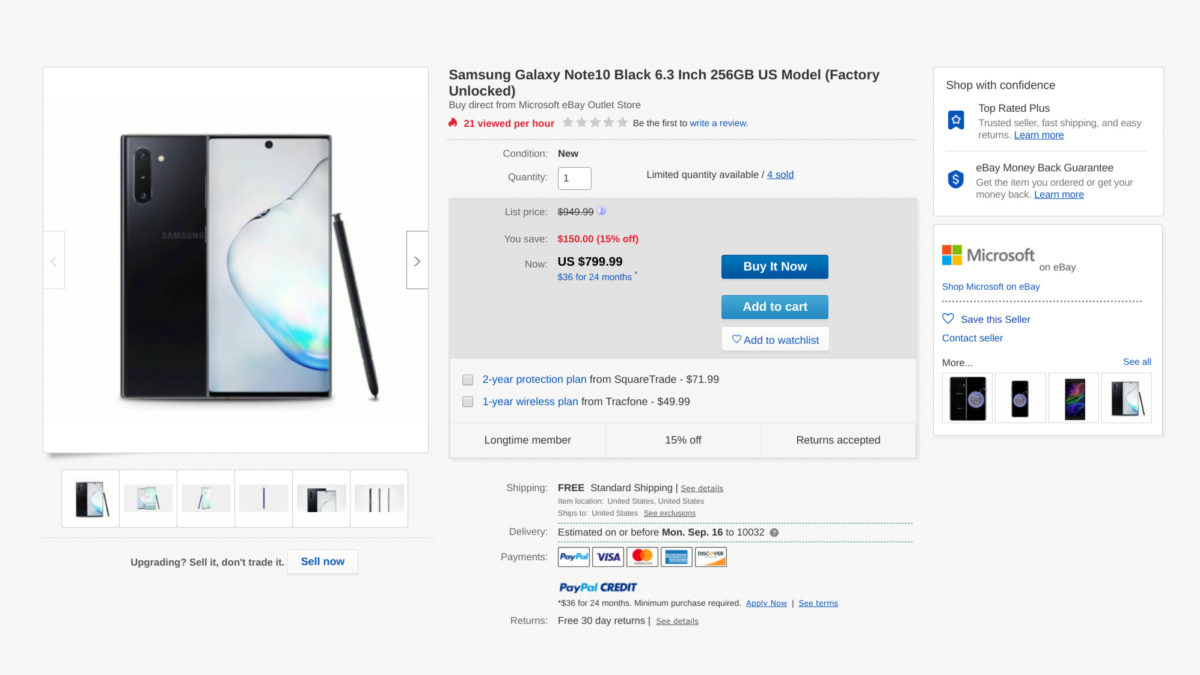 Deal on the Samsung Galaxy Note 10 on eBay Deal on the Samsung Galaxy Note 10 on eBay