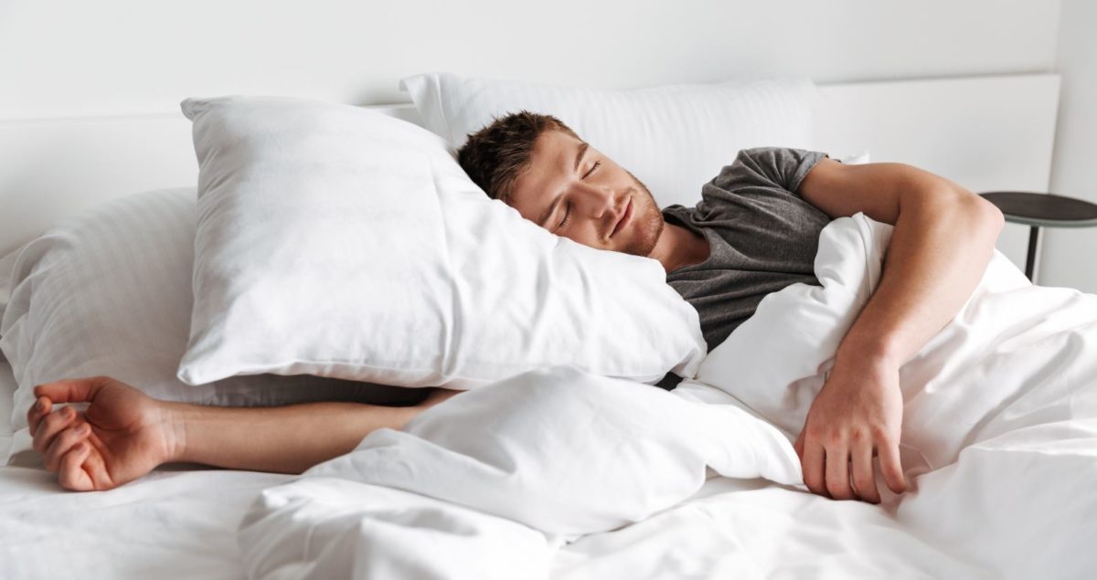 Man sleeping bed Better Sleep and Meditation Course Bundle