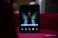 Samsung Galaxy Fold tablet mode on chair