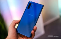 Samsung Galaxy Note 10 Plus Aura Blue back in hand