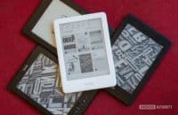 Amazon Kindle 2019 placed on top of older kindles