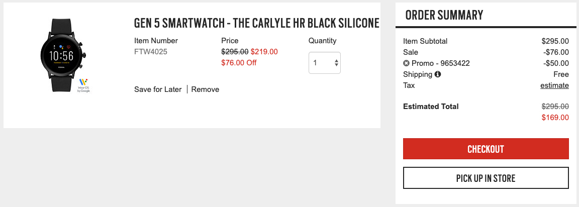 fossil gen 5 smartwatch deal