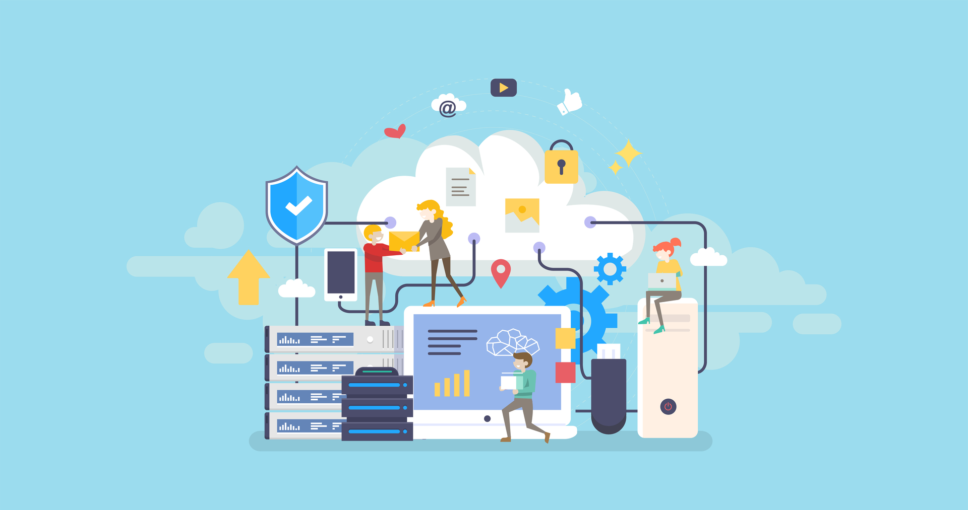 Cloud computing vector iso Polar Cloud Storage