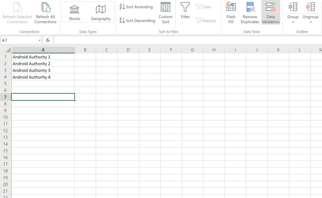 excel how to list 1