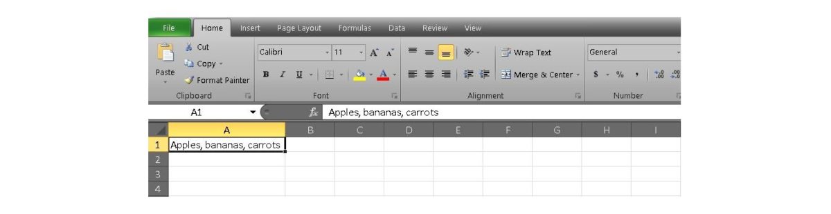 How to split cells in excel