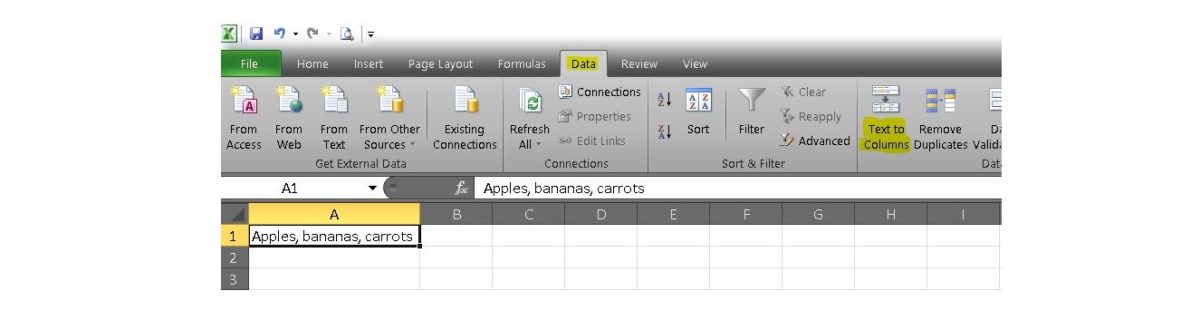 How to split cells in Excel