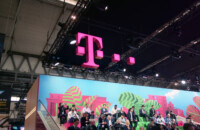 t-mobile pink t logo at mwc 2019