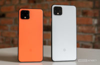 Google Pixel 4 vs Pixel 4 XL in orange and white