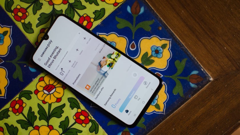 Samsung Pay Galaxy A70 home page.